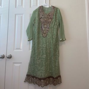 Pistachio and maroon desi suit